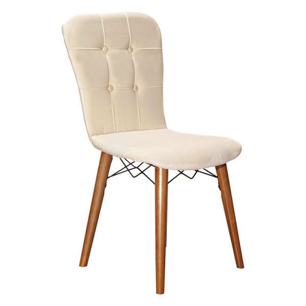 266 000003 6 Chair Sonora I pakoworld velvet ivory-walnut legIndoor furniture > Sofas