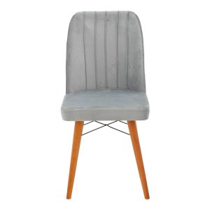 266 000010 3 7 Vespera I pakoworld velvet chair gray-walnut legIndoor furniture > Chairs