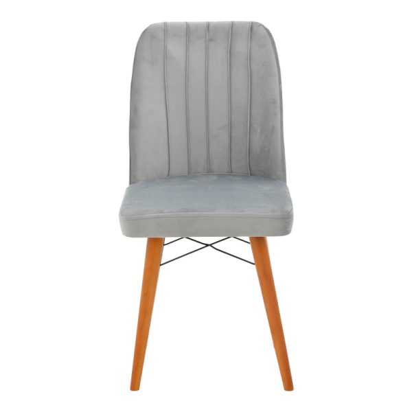 266 000010 3 7 Vespera I pakoworld velvet chair gray-walnut legIndoor furniture > Chairs