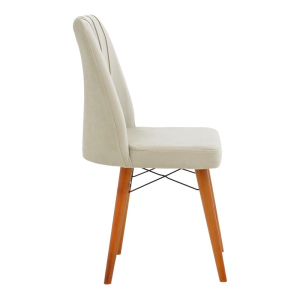266 000011 2 6 Vespera I pakoworld velvet chair ecru-walnut legIndoor furniture > Chairs