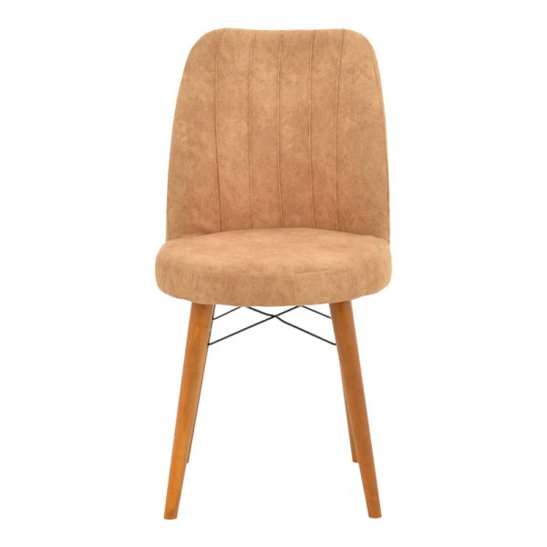 266 000016 3 6 Chair Nevis I pakoworld antique brown fabric-walnut legIndoor furniture > Chairs