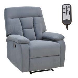 269 000012 8 Armchair relax with massage mechanism Terpsi pakoworld grey velvet 80x94x100cm.Indoor furniture > Living room armchairs