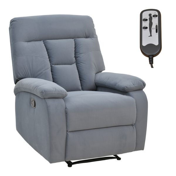 269 000012 8 Armchair relax with massage mechanism Terpsi pakoworld grey velvet 80x94x100cm.Indoor furniture > Living room armchairs