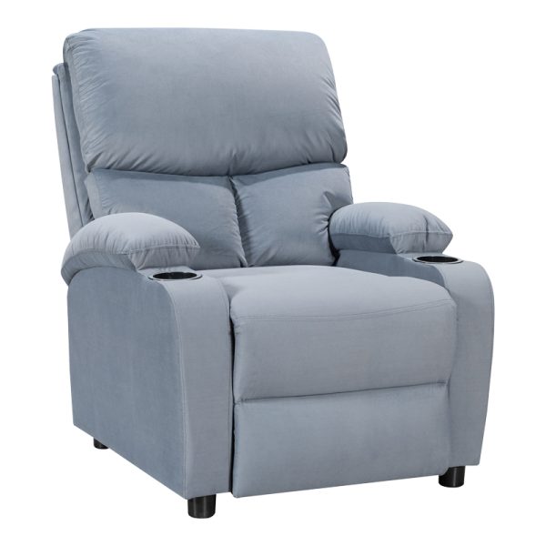 269 000014 11 Armchair relax with cupholder Gartia pakoworld velvet in grey color 79x94x102cmIndoor furniture > Living room armchairs