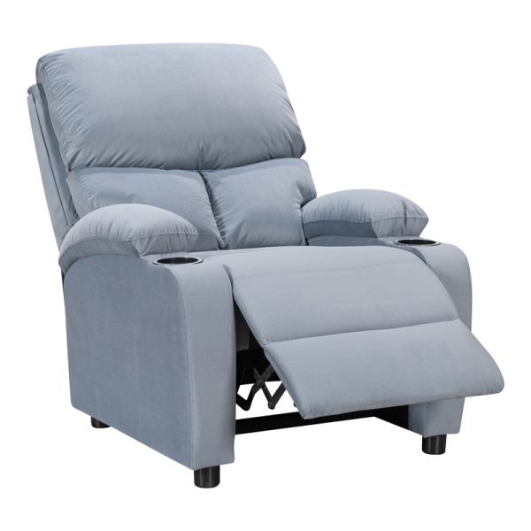 269 000014 2 8 Armchair relax with cupholder Gartia pakoworld velvet in grey color 79x94x102cmIndoor furniture > Living room armchairs
