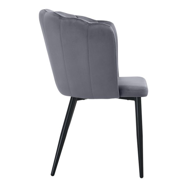 270 000005 2 4 Esme chair pakoworld anthracite velvet-leg black metal 61x55x84cmIndoor furniture > Chairs