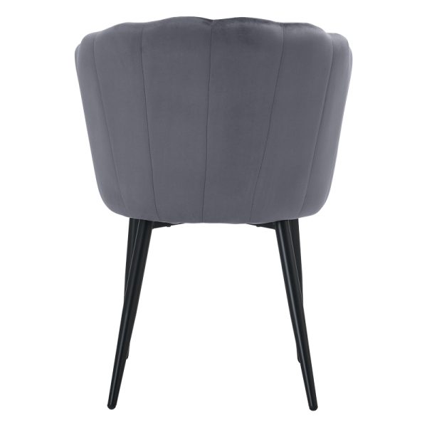 270 000005 3 4 Esme chair pakoworld anthracite velvet-leg black metal 61x55x84cmIndoor furniture > Chairs