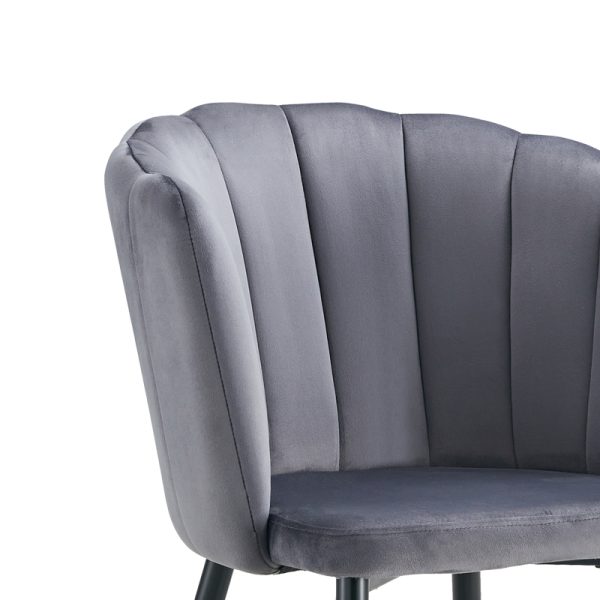 270 000005 4 4 Esme chair pakoworld anthracite velvet-leg black metal 61x55x84cmIndoor furniture > Chairs