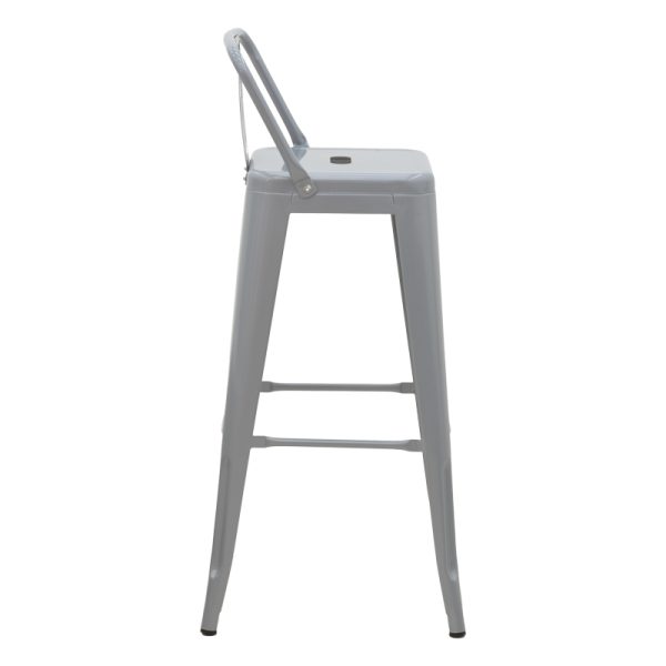 270 000016 2 3 Bar stool with backrest Utopia pakoworld metal grey matte 42x42x97cmIndoor furniture > Bar stools