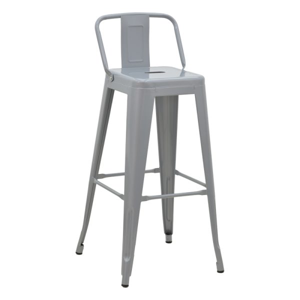 270 000016 6 Bar stool with backrest Utopia pakoworld metal grey matte 42x42x97cmIndoor furniture > Bar stools