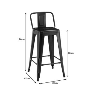 270 000025 3 5 Mid-height bar stool with back Utopia pakoworld metal in white shade 42x42x86cmOutdoor furniture > Stools bar
