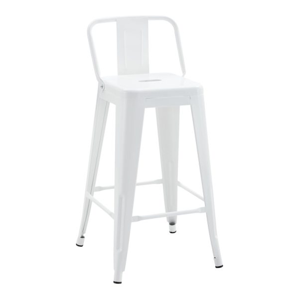 270 000025 7 Mid-height bar stool with back Utopia pakoworld metal in white shade 42x42x86cmOutdoor furniture > Stools bar
