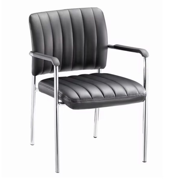 274 000011 12 Cazen stackable guest chair pakoworld black pu-chrome leg 55x49x84cmOffice furniture > Visitor office chairs