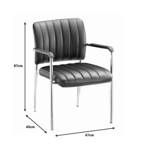 274 000011 3 10 Cazen stackable guest chair pakoworld black pu-chrome leg 55x49x84cmOffice furniture > Visitor office chairs