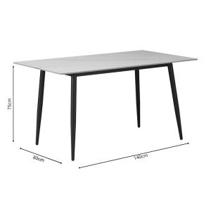 278 000002 3 3 Dining table Gustas pakoworld white marble sintered stone-black metal 140x80x75cmIndoor furniture > Dining Tables