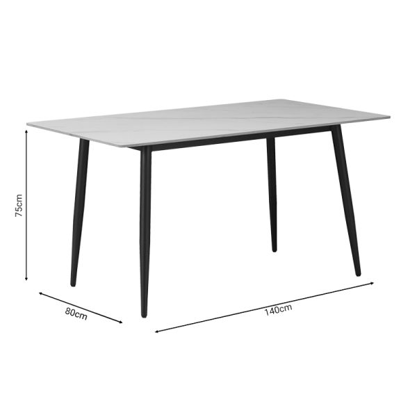 278 000002 3 3 Dining table Gustas pakoworld white marble sintered stone-black metal 140x80x75cmIndoor furniture > Dining Tables
