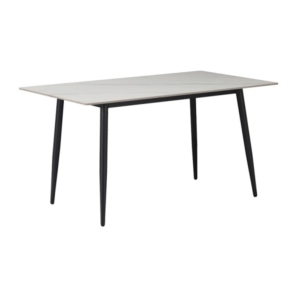 278 000002 5 Dining table Gustas pakoworld white marble sintered stone-black metal 140x80x75cmIndoor furniture > Dining Tables