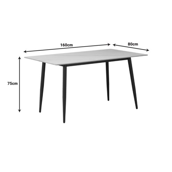 278 000003 3 2 Dining table Gustas pakoworld white marble sintered stone-black metal 160x80x75cmIndoor furniture > Dining Tables