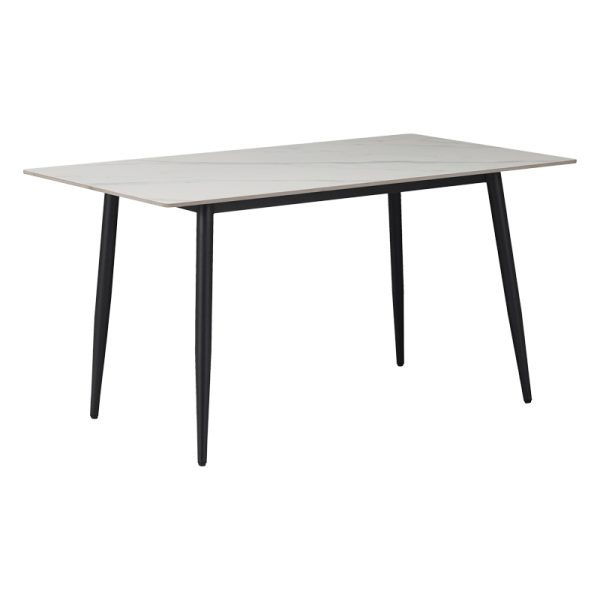 278 000003 4 Dining table Gustas pakoworld white marble sintered stone-black metal 160x80x75cmIndoor furniture > Dining Tables