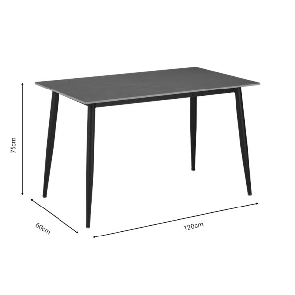 278 000004 3 9 Dining table Gustas pakoworld grey marble sintered stone-black metal 120x60x75cmIndoor furniture > Dining Tables