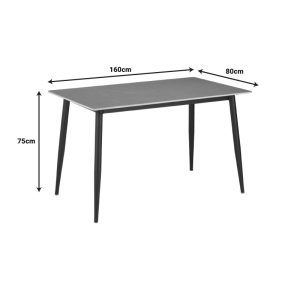 278 000006 3 2 Dining table Gustas pakoworld grey marble sintered stone-black metal 160x80x75cmIndoor furniture > Dining Tables