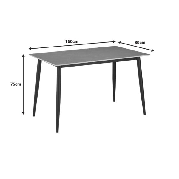 278 000006 3 2 Dining table Gustas pakoworld grey marble sintered stone-black metal 160x80x75cmIndoor furniture > Dining Tables