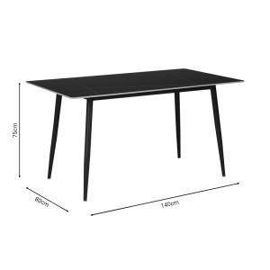 278 000008 3 6 Dining table Gustas pakoworld black marble sintered stone-black metal leg 140x80x75cmIndoor furniture > Dining Tables