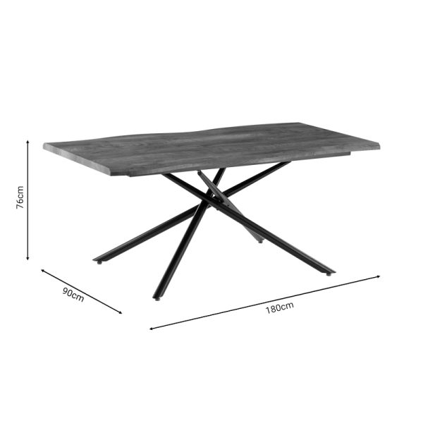 278 000010 3 4 Dining table Jonal pakoworldwith MDF surface in walnut- black metal legs 180x90x76 cmIndoor furniture > Dining Tables