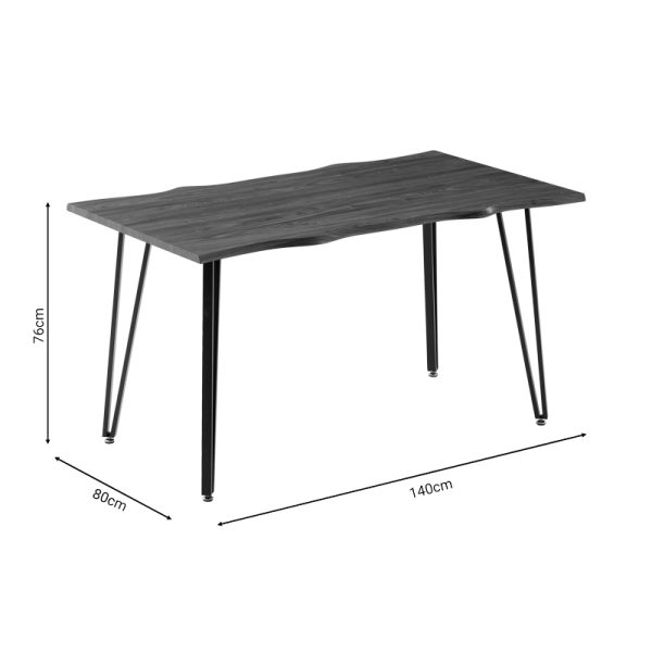 278 000011 3 2 Dining table Izzac pakoworldwith MDF surface in sonoma - black metal legs 140x80x76 cmIndoor furniture > Dining Tables