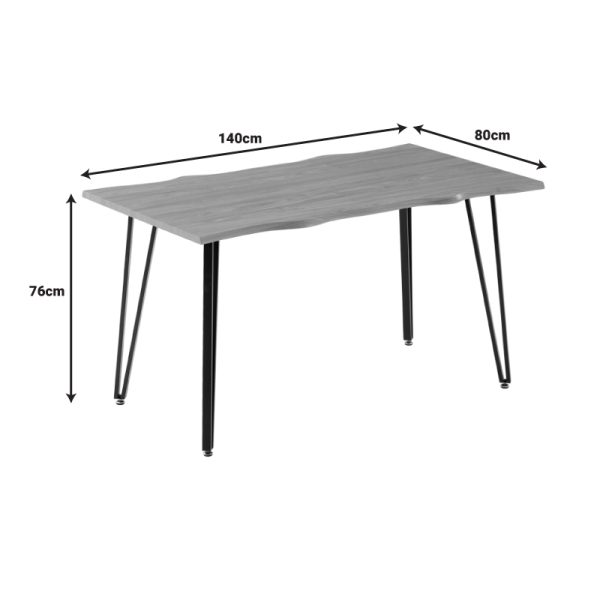278 000011 4 2 Dining table Izzac pakoworldwith MDF surface in sonoma - black metal legs 140x80x76 cmIndoor furniture > Dining Tables