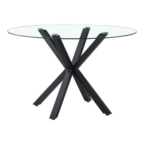 278 000015 9 Kitchen table Tavula pakoworld Glass-Metal with black metal legs D120x75cmIndoor furniture > Dining Tables