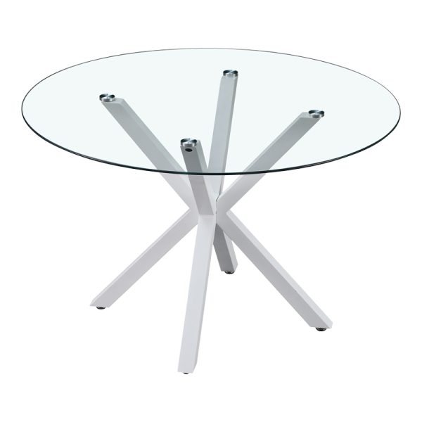 278 000016 2 6 Kitchen table Tavula pakoworld Glass-Metal with white metal legs D120x75cmIndoor furniture > Dining Tables