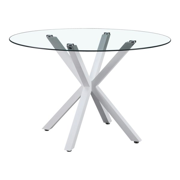 278 000016 9 Kitchen table Tavula pakoworld Glass-Metal with white metal legs D120x75cmIndoor furniture > Dining Tables