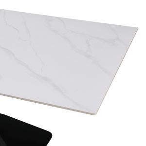 278 000017 3 2 Kitchen table Tafel pakoworld sintered white stone with black metal legs 180x90x76cmIndoor furniture > Dining Tables