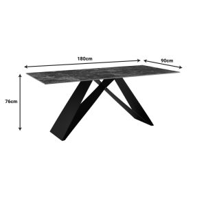 278 000020 4 9 Kitchen table Meja pakoworld sintered black stone with black metal legs 180x90x76cmIndoor furniture > Dining Tables