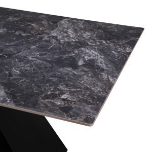 278 000022 3 5 Kitchen table Meja pakoworld sintered black stone with black metal legs 200x100x76cmIndoor furniture > Dining Tables