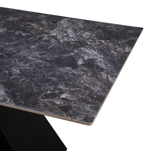 278 000022 3 5 Kitchen table Meja pakoworld sintered black stone with black metal legs 200x100x76cmIndoor furniture > Dining Tables