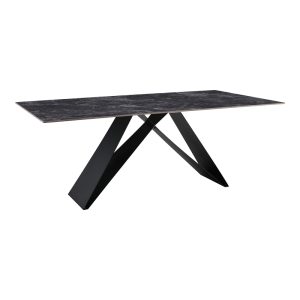 278 000022 8 Kitchen table Meja pakoworld sintered black stone with black metal legs 200x100x76cmIndoor furniture > Dining Tables