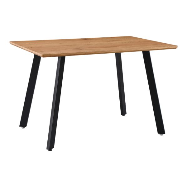 278 000023 11 Dining table Toafel pakoworld MDF in natural color with black metal legs 120x80x75cmIndoor furniture > Dining Tables