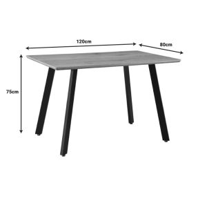 278 000023 4 8 Dining table Toafel pakoworld MDF in natural color with black metal legs 120x80x75cmIndoor furniture > Dining Tables