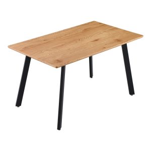 278 000024 2 5 Dining table Toafel pakoworld MDF in natural color with black metal legs 140x80x75cmIndoor furniture > Dining Tables