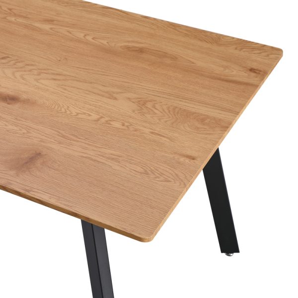 278 000024 3 5 Dining table Toafel pakoworld MDF in natural color with black metal legs 140x80x75cmIndoor furniture > Dining Tables