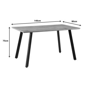 278 000024 4 5 Dining table Toafel pakoworld MDF in natural color with black metal legs 140x80x75cmIndoor furniture > Dining Tables