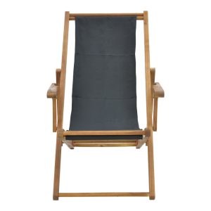 282 000004 3 5 Chaise longue Xurian pakoworld acacia wood natural-cloth pvc blackOutdoor furniture > Sunbeds