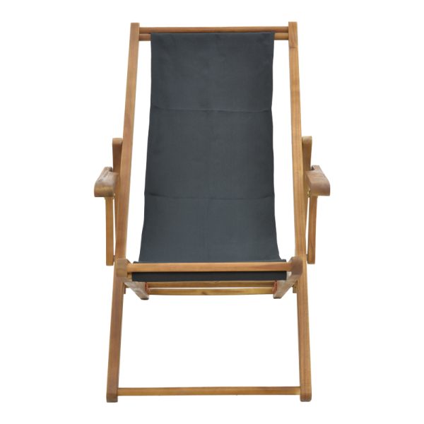 282 000004 3 5 Chaise longue Xurian pakoworld acacia wood natural-cloth pvc blackOutdoor furniture > Sunbeds