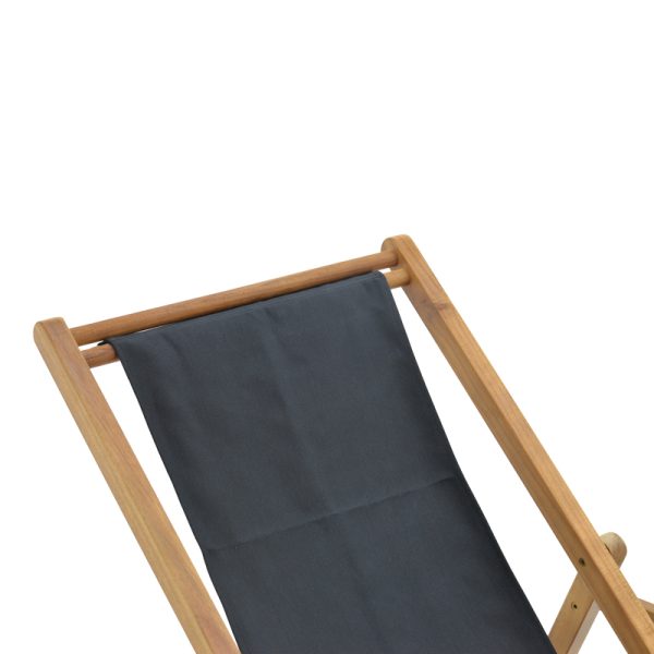 282 000004 4 5 Chaise longue Xurian pakoworld acacia wood natural-cloth pvc blackOutdoor furniture > Sunbeds