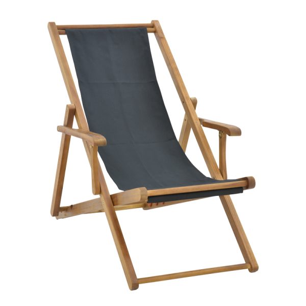 282 000004 8 Chaise longue Xurian pakoworld acacia wood natural-cloth pvc blackOutdoor furniture > Sunbeds