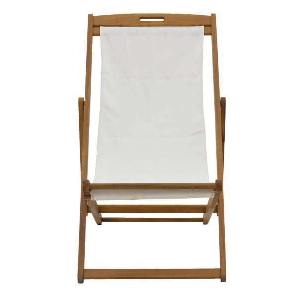 282 000005 2 10 Chaise longue Franclow pakoworld acacia wood natural-cloth pvc whiteOutdoor furniture > Sunbeds