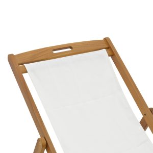 282 000005 3 10 Chaise longue Franclow pakoworld acacia wood natural-cloth pvc whiteOutdoor furniture > Sunbeds