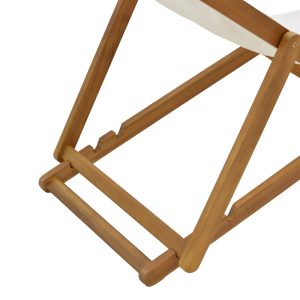 282 000005 4 10 Chaise longue Franclow pakoworld acacia wood natural-cloth pvc whiteOutdoor furniture > Sunbeds